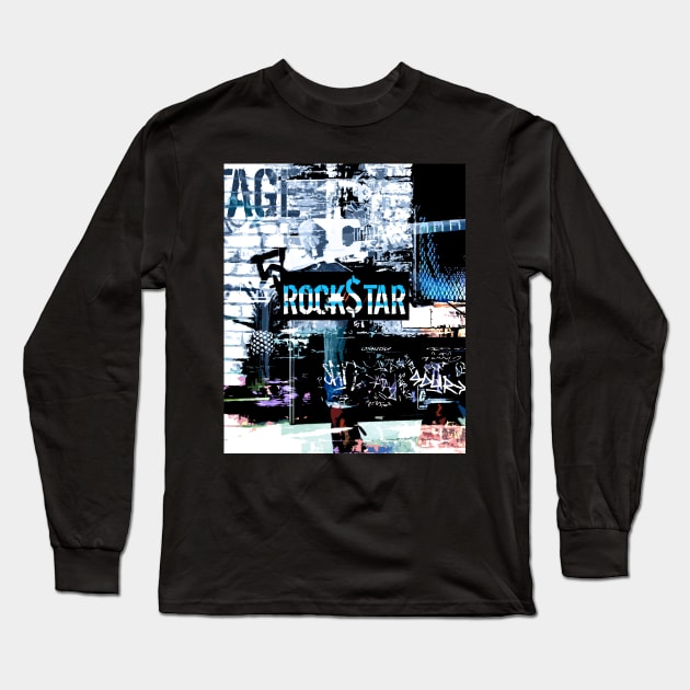 Old School Rockstar Long Sleeve T-Shirt by CC_Art4Life